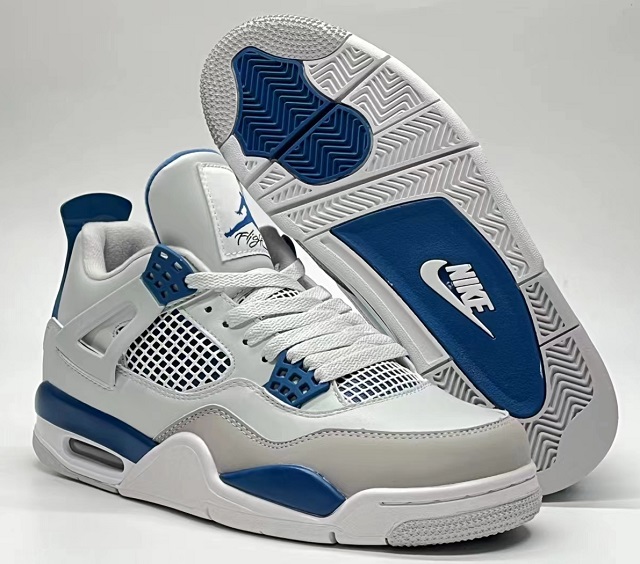 Air Jordan Retro 4 Grade AAA Military Blue White Neutral Grey